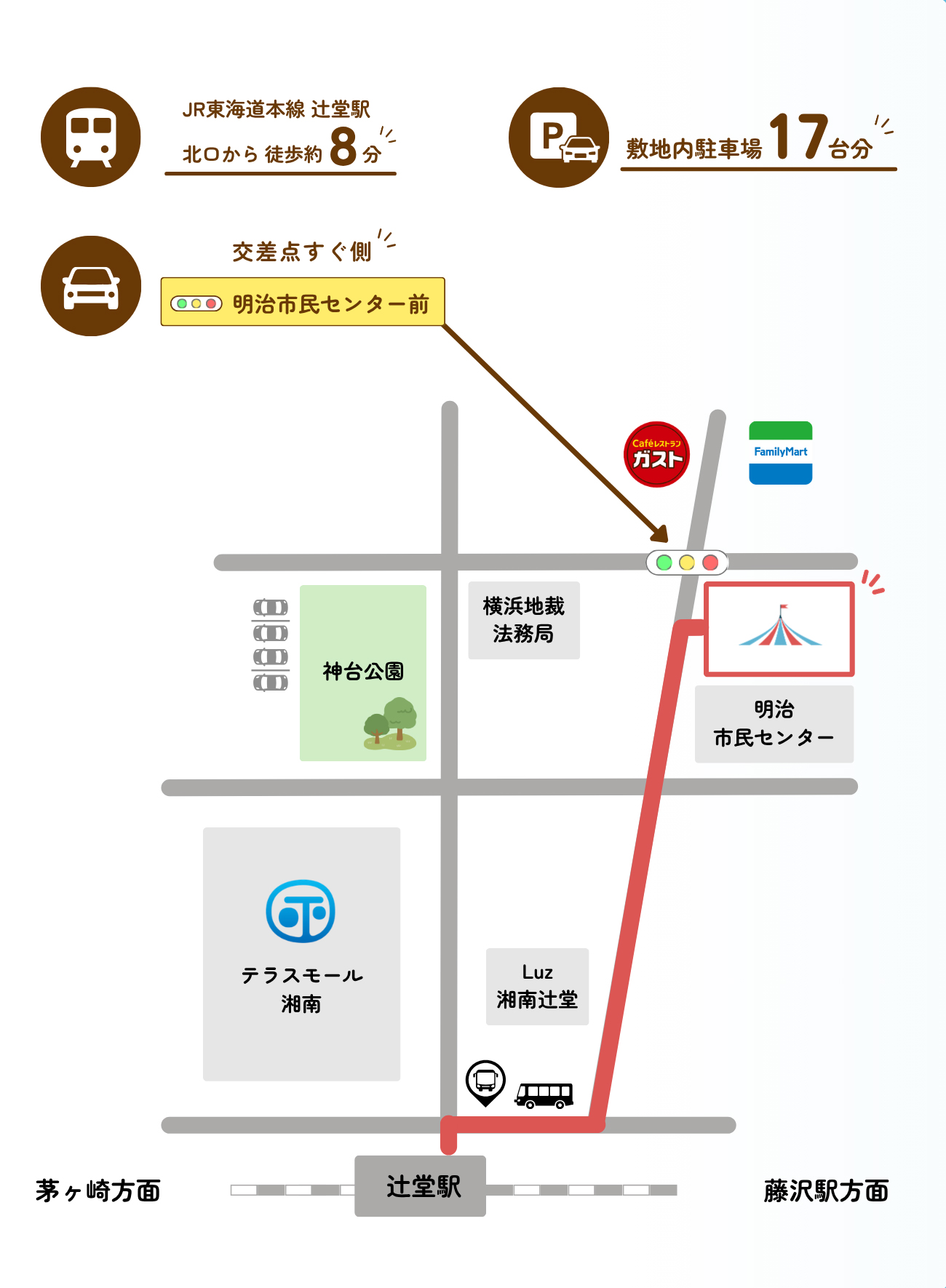 サーカス動物医療センター 湘南辻堂院 アクセス案内図