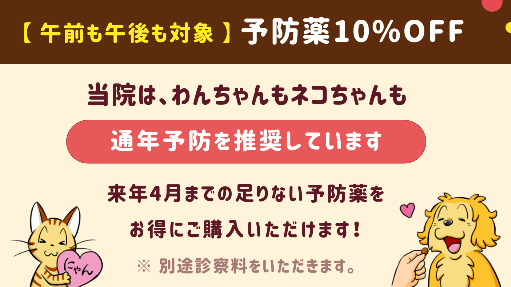 予防薬10％OFFは10月末まで