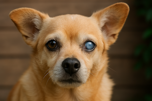 こちらを見ている犬